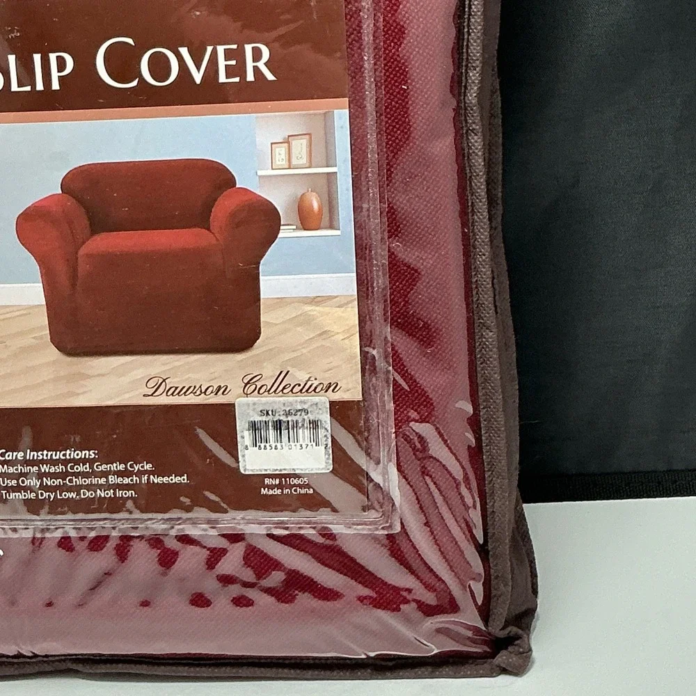New Dawson Collection Burgundy Stretch Twill Armchair Slipcover Fits to 43